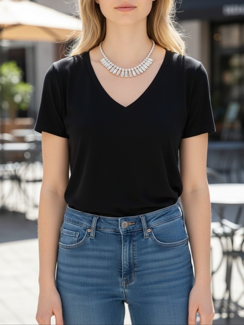 a new day Gold Crystal Fringe Necklace